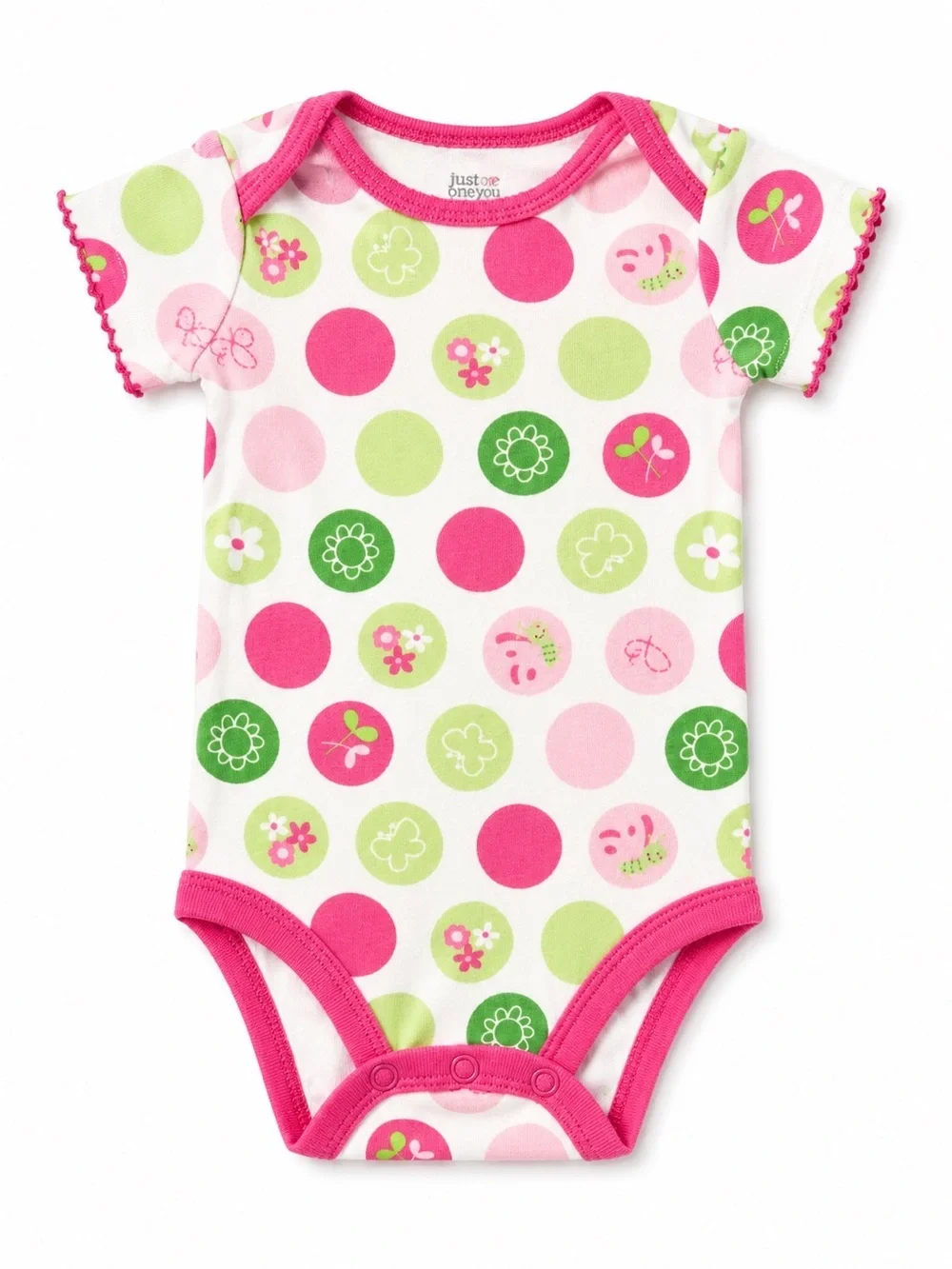 Pink and Green Polka Dot Short Sleeve Bodysuit